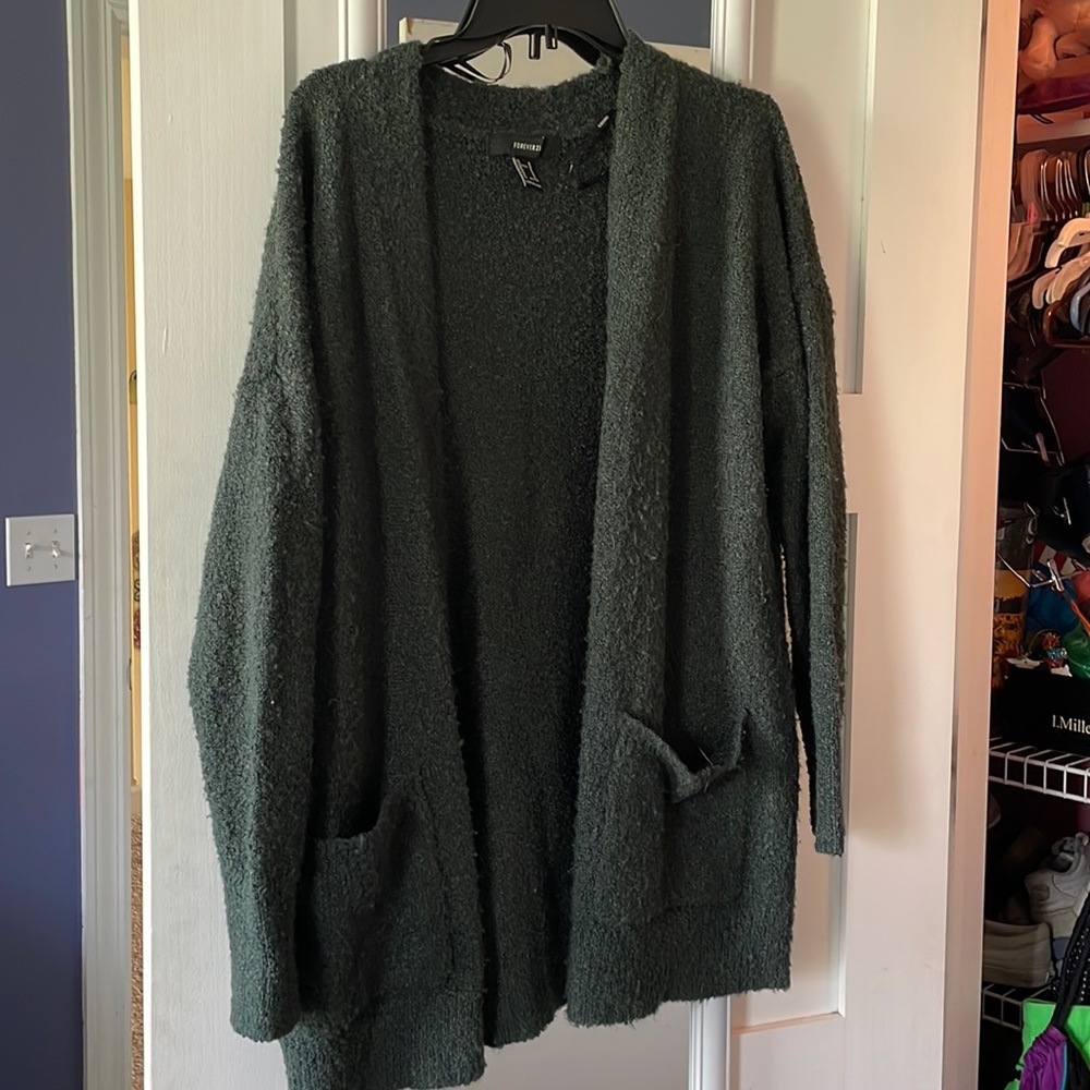 Forever 21 long green sweater